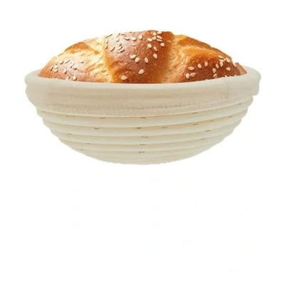 Image of Premier Housewares Bread Proofing Basket with Cloth Liner Banneton for Sourdough Starter Kit Rattan Brotform (Round)