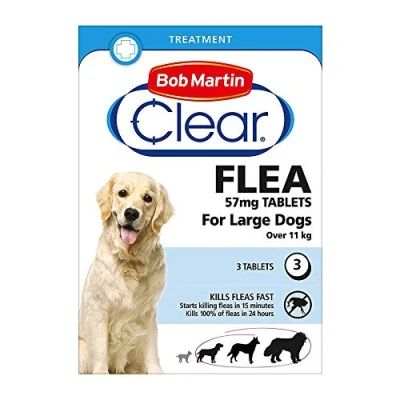 Image of Bob Martin Clear Flea Tablets for Large Dogs (11Kg+) Effective Treatment, Kills 100% of Fleas within 24 Hours (6 Packs 3 Tablets)
