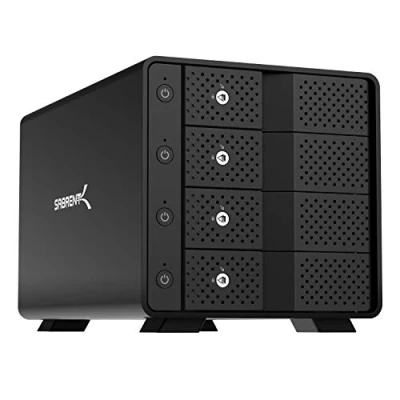 Image of SABRENT 4 bay hard drive docking station, SSD HDD 2.5 3.5 inch SATA case dock, external enclosure, offline cloning, ON/OFF switches, tool free, USB cables type A &amp; C included (DS SC4B)