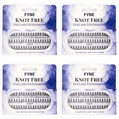 Image of FYNE KNOT FREE Individual Eyelashes 240 Pcs, 10mm Medium Ultra Thick, Single Pack lashes, Eyelash Extensions, Natural Look Volume Cluster Lashes Premium False Lash