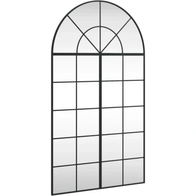 Image of vidaXL Wall Mirror Black 80x140 cm Arch Iron