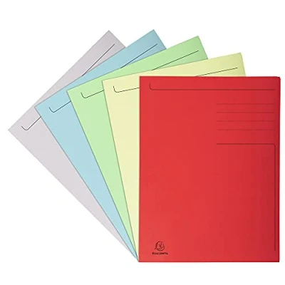 Image of Exacompta Ref 448000E Forever Collection Pre Printed 3 Flap Folder 245 x 320mm in Size, Suitable for A4 Documents, Recycled 280gsm Card Assorted Colours (Pack of 10)