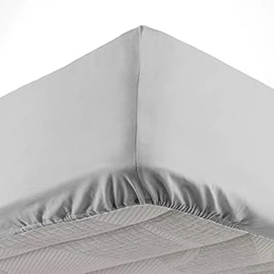 Image of Douceur d&#039;Intérieur Double Fitted Sheet 140 x 190 cm Microfibre Plain Oscar Light Grey 100% Polyester