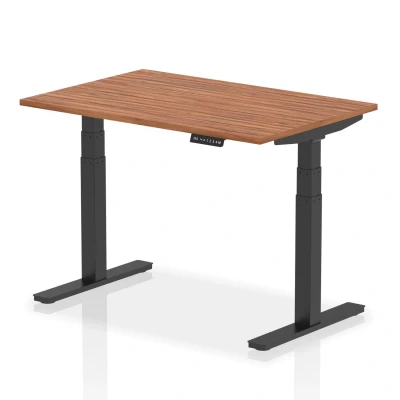 Image of Air 1200 x 800mm Height Adjustable Desk Walnut Top Black Leg