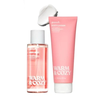 Image of Victoria Secret Pink Warm and Cozy Scented Mist Lotion Set (2PC) 8.4 fl oz &amp; 8