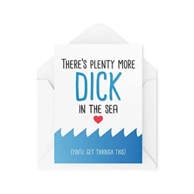 Image of Funny Break Up Cards Plenty More Dick in The Sea Divorce Card for Her Him Comedy Humour Joke Banter Witty Fun LGBTQ Single CBH360