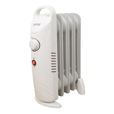 Image of Benross 41640 Portable 5 Fin Mini Oil Filled Radiator/Low Energy Plug in Heater/Adjustable Thermostat/Automatic Overheat Protection/Cool Touch Carry Handle / 500W White