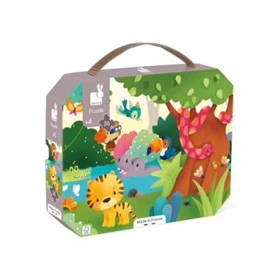 Image of Janod Wild Animal Puzzle 36 Piece FSC Cardboard Panoramic Develops Patience and Concentration Made in France Children’s for Ages 4 +, J02543