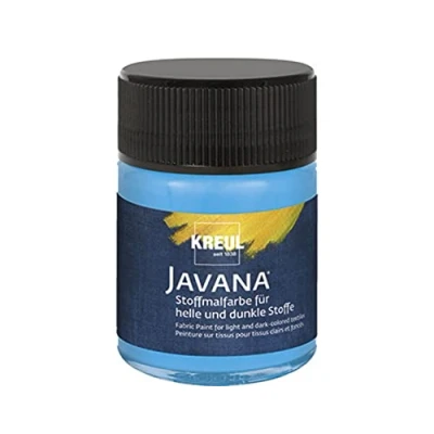 Image of Kreul 624558 Javana Dark Fabrics, Brilliant Water Based Paint with Pastosis Character, 50 ml Glass, Light Blue, lightblue