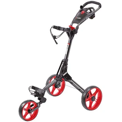 Image of SkyMax 2019 CUBE 3 WHEELED COMPACT GOLF TROLLEY +FREE £39.99 ACCESSORY PACK (CHARCOAL/RED)
