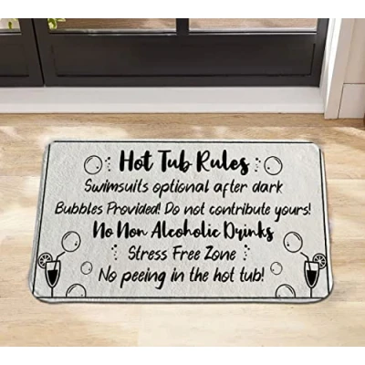 Image of Hot Tub Rules Doormat,Hot Outdoor Door Mat,Welcome Doormat,Personalized Doormat,Area Rug 24X16 In
