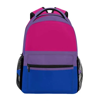 Image of School Backpacks Misc Bisexual Pride Flag Student Backpack Big for Girls Kids Elementary Shoulder Bag Bookbag