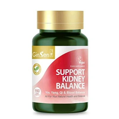 Image of GinSen Support Kidney Balance, Natural Energy &amp; Bladder Maintenance, Added Herbal Extract, B12 and Magnesium for Reduce Tiredness Fatigue, 150 Capsules, Vegan Approved, Made in UK