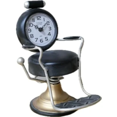 Image of Venture Vehicles Ltd Barber&#039;s Chair Novelty Desk Clock BLACK Hairdresser Accessory