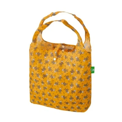 Image of ECO CHIC Lightweight Foldable Reusable Shopping Bag Water Resistant Tote (Monkeys Mustard)