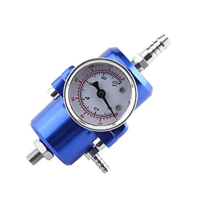 Image of Fuel Pressure Regulator Universal Adjustable Aluminum Alloy FPR with Gauge Hose 0 140psi (Blue), System