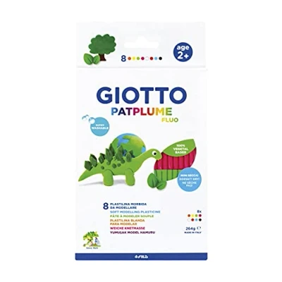 Image of GIOTTO Patplume Soft Modelling Clay, 8 Assorted Colours, 33g, Vegetable Based Formula, Super Washable, Ideal for Children, Parties and Schools