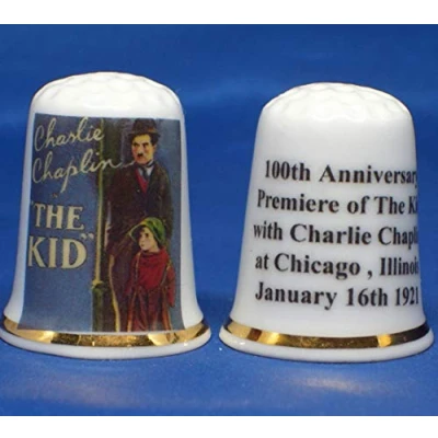 Image of Birchcroft Porcelain China Collectible Thimble Charlie Chaplin 100th Anniversary
