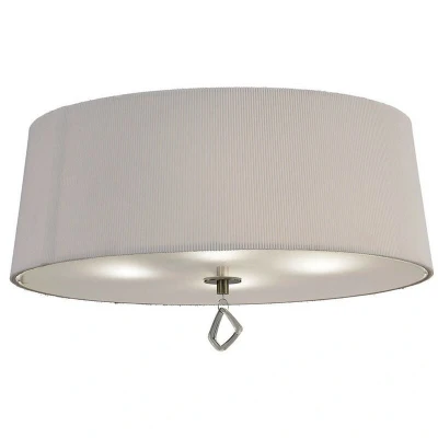 Image of Mara Flush Ceiling 4 Light E27 Round, Antique Brass With Ivory White Shade