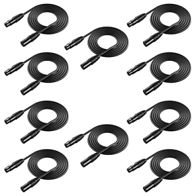 Image of Neewer® 10 in 1 Mega Value Pack with 6.5 Feet / 2 Metres DMX Stage Light Cable Wire 3 Pin XLR Male to Female Connector for Moving Main PAR Headlamp Input and Output