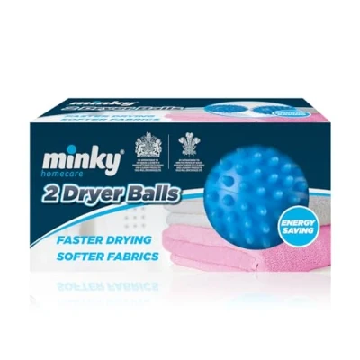 Image of Minky Dryer Balls, Pack of 2 Blue Laundry Balls for Tumble Dryer, Reusable Quick Drying Time, Eco Friendly Softener (Pack 2)