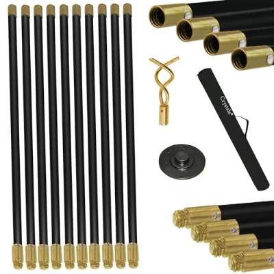Image of 12 Pcs Drain RODS Set Professional Heavy Duty Unblock Plunger Double Worm Screw 9M Unblocked Drainage Pipes Cleaning Gutter Road Unblocker with Carry Bag