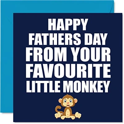 Image of Funny Fathers Day Cards for Dad Little Monkey Joke Happy Card from Son Daughter, Father Birthday Gifts, 145mm x Father&#039;s Greeting Gift Daddy Papa