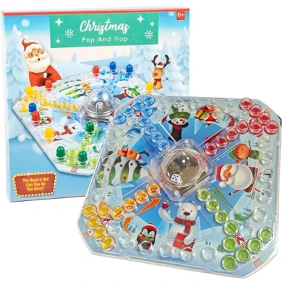 Image of Christmas Pop and Hop Dice Popping Family Board Game Festive Race Around the for Kids &amp; Adults 2 4 Players Aged 6+