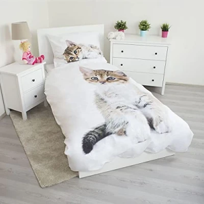 Image of Home Chaton Bed Linen Cat Duvet Cover Cotton
