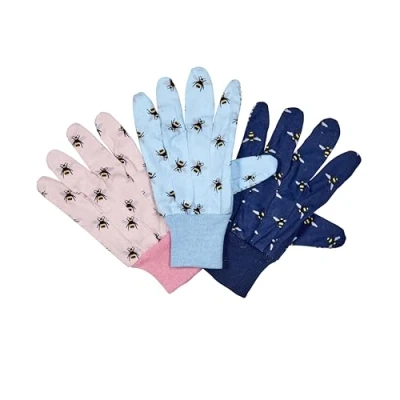 Image of Cotton Grip Triple Pack Bees Gardening Gloves M8