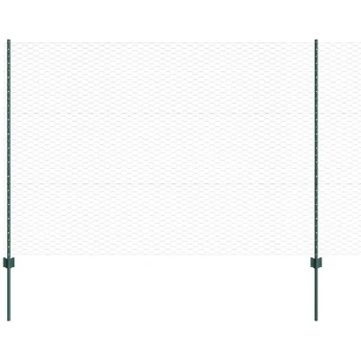 Image of vidaXL Garden Fence Set of 2 Green Metal, Plastic 25 x 1.5 m