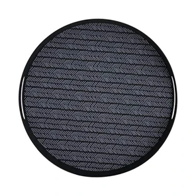 Image of Typhoon Monochrome Bio Plastic Serving Tray Round Sustainable with Chevron Detail Classic Black, 384mm x 51mm