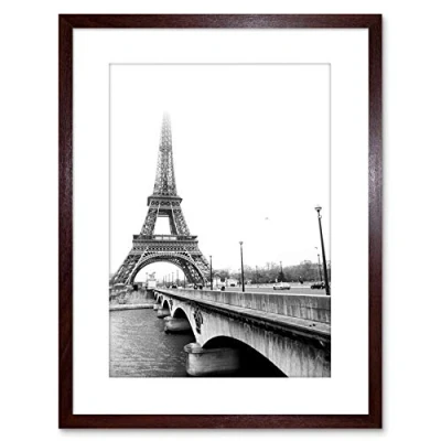 Image of Wee Blue Coo Photo Landmark Eiffel Tower Paris Misty B&amp;W Framed Wall Art Print