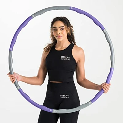 Image of Core Balance Wavy Weighted Hula Hoop For Adult Fitness Foam Padded Size Adjustable 1kg (Purple)