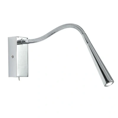 Image of Madison 1W LED Adjustable Arm Gooseneck Chrome Plated Energy Saving Wall Reading Task Display Light with Toggle Switch