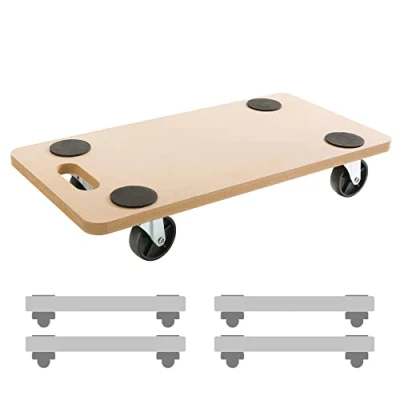 Image of Arebos Roller Board Pack of 4 Up to 200 kg Load Capacity Includes Rubber Pads Transport Furniture Aid for Moving