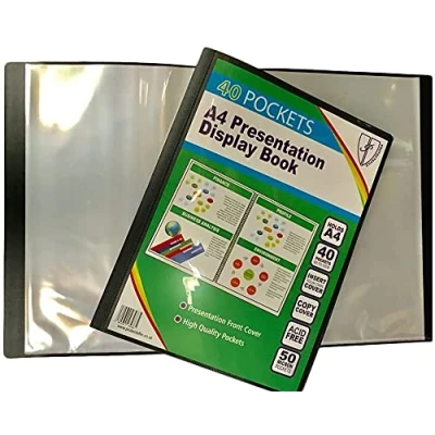 Image of Tiger A4 Black Presentation Display Book With 40 Pockets (80 Views) Saver Pack of X6 (Save 15%)
