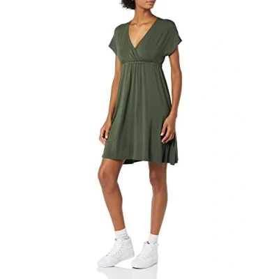 Image of Amazon Essentials Women&#039;s Surplice Dress (Available in Plus Size), Dark Olive, L