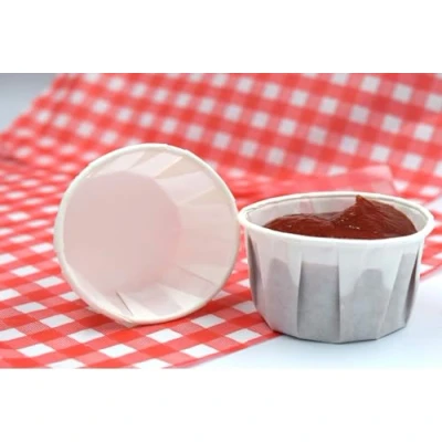 Image of Paper Soufflé Cups Compostable Waxed Ramekin Sauce Pots, Condiments and Medicine Portion (2oz, 250 pots)