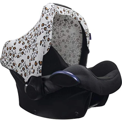 Image of Dooky Hoody Style UV+ Universal Cover (Sun &amp; Rain Protection) for Maxi COSI Cabrio/CabrioFix/Pebble/Citi, Römer ther Baby Car Seats, Little Leopard