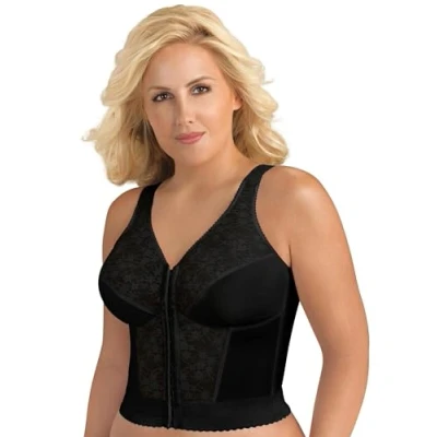 Image of Exquisite Form Women&#039;s Original Longline Lace Posture Bra 5107565, Black, 46DD