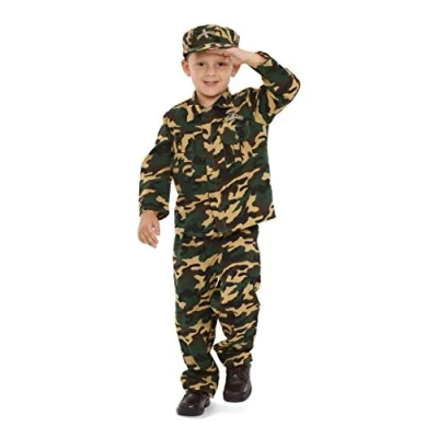 Image of Dress Up America Army Costume For Kids Soldier Boys and Girls Great Gift Role Play &amp; Fun