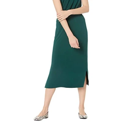 Image of Amazon Essentials Women&#039;s Pull on Knit Midi Skirt (Available in Plus Sizes), Dark Green, XL