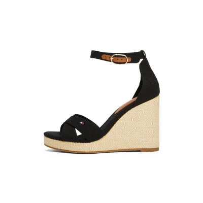 Image of Tommy Hilfiger FLAG HIGH Wedge sandals, Women&#039;s, Size: 6.5, Black Textile