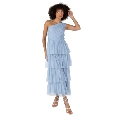 Image of Anaya with Love Women&#039;s Midaxi Dress Ladies One Shoulder Sleeveless Tiered Skirt for Wedding Guest Bridesmaid Evening Occasion Ball Gown Soft Blue 26
