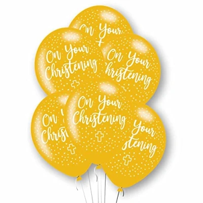 Image of Amscan 9912801 Rtl Balln 6Pk Christening Gold