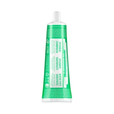Image of Dr Bronner&#039;s All One Spearmint Toothpaste, Made with Organic, Fluoride Free Ingredients No Artifical Colours, Flavours, Preservatives or Sweeteners, Vegan Friendly, 105ml Tube
