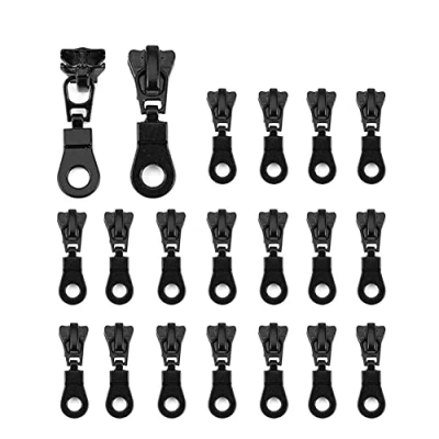 Image of Zippers Repair Kit, Fydun Zipper Sliders 20pcs Metal Alloy Size #5 Zip Fastener Replacement Kit Black for DIY Clothes Bags