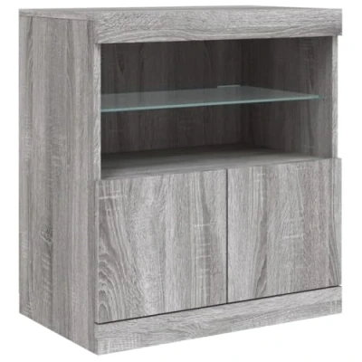 Image of vidaXL Modern Sideboard with Adjustable RGB LED Lights, Ample Storage Space in Grey Sonoma Finish, Made From Durable Engineered Wood