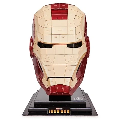 Image of 4 D Puzzles 6069819 4D, Marvel, Model Set with Stand, 96 Pieces Iron Man Helmet, Table Decoration Building Toys 3D for Adults and Teenagers